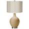Colonial Tan Embroidered Hourglass Ovo Table Lamp