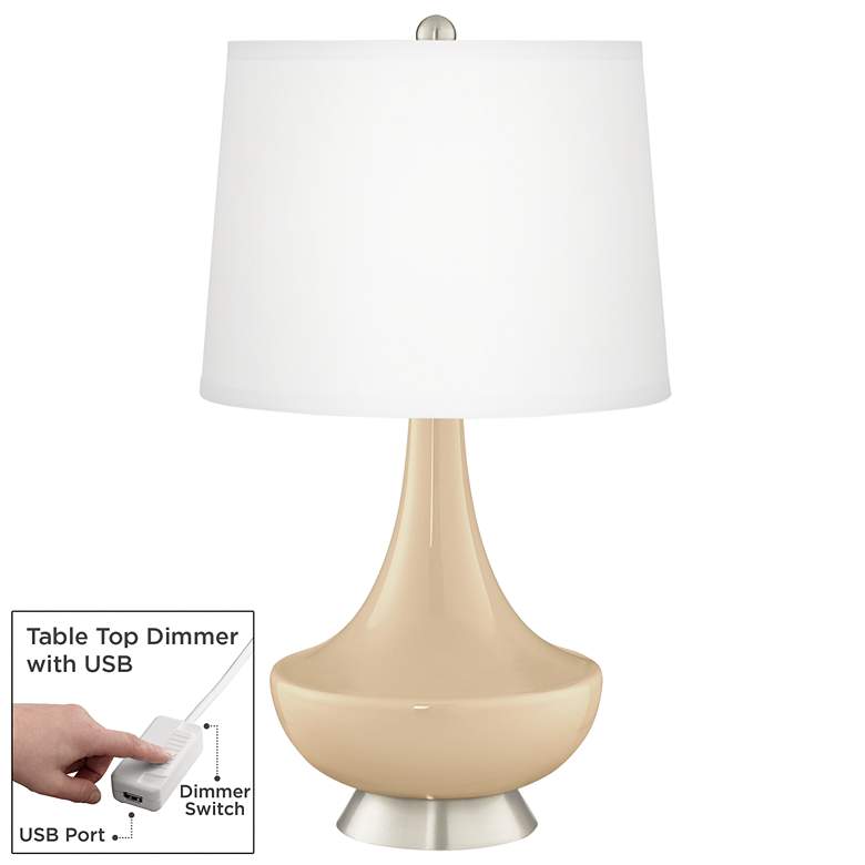 Image 1 Colonial Tan Gillan Glass Table Lamp with Dimmer