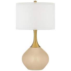 Image1 of Colonial Tan Nickki Brass Modern Table Lamp