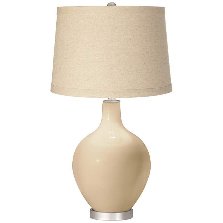 Image 1 Colonial Tan Oatmeal Linen Shade Ovo Table Lamp