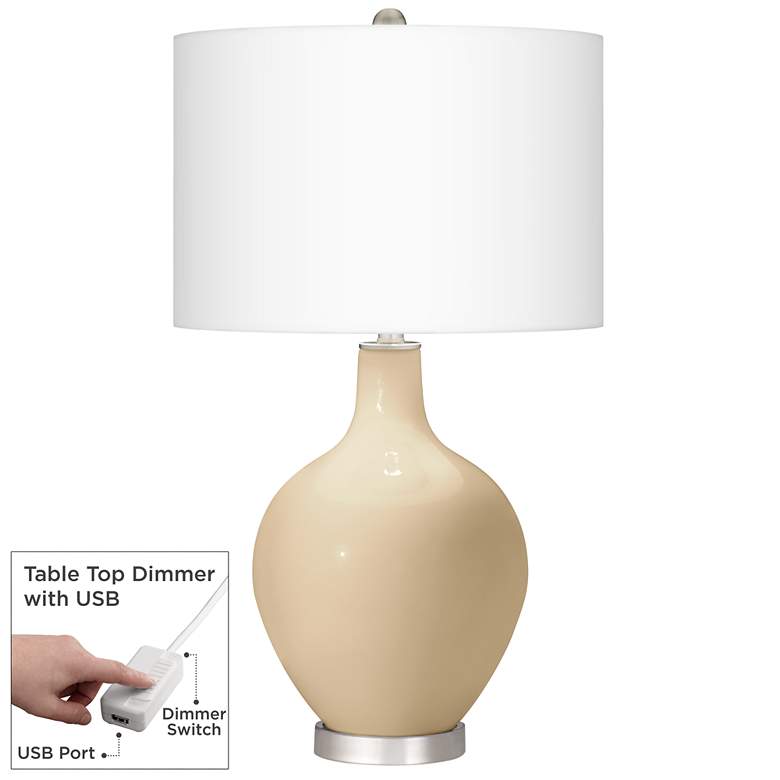 Image 1 Colonial Tan Ovo Table Lamp With Dimmer