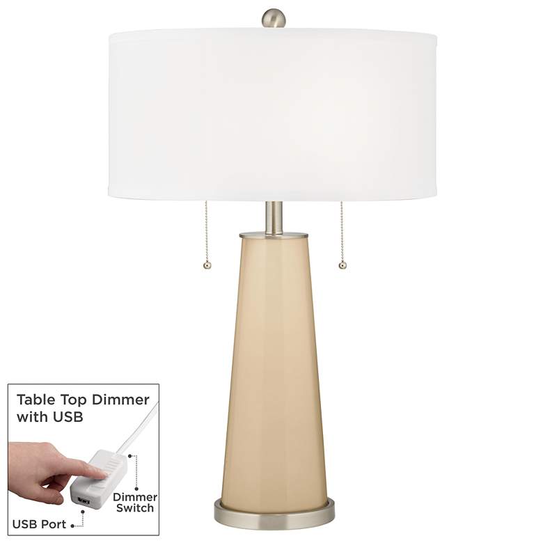 Image 1 Colonial Tan Peggy Glass Table Lamp With Dimmer