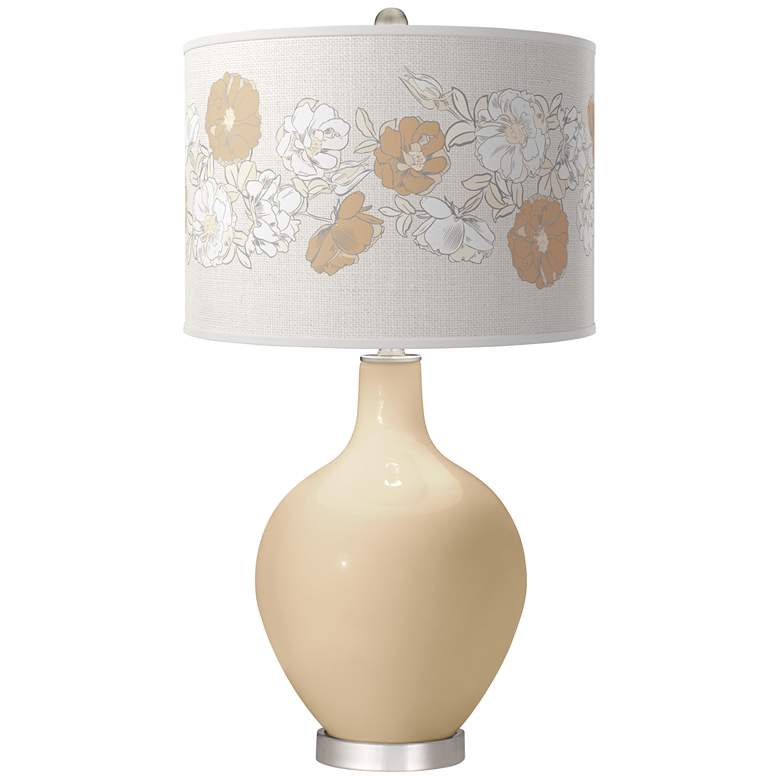 Image 1 Colonial Tan Rose Bouquet Ovo Table Lamp