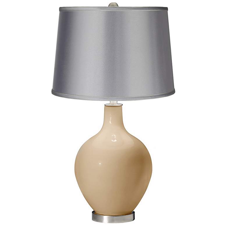 Image 1 Colonial Tan - Satin Light Gray Shade Ovo Table Lamp