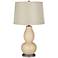 Colonial Tan Textured Linen Silver Shade Double Gourd Lamp