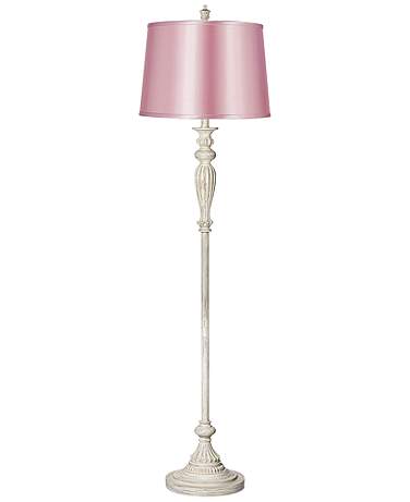 Colonnade 60"H Antique White Floor Lamp with Pale Pink Shade