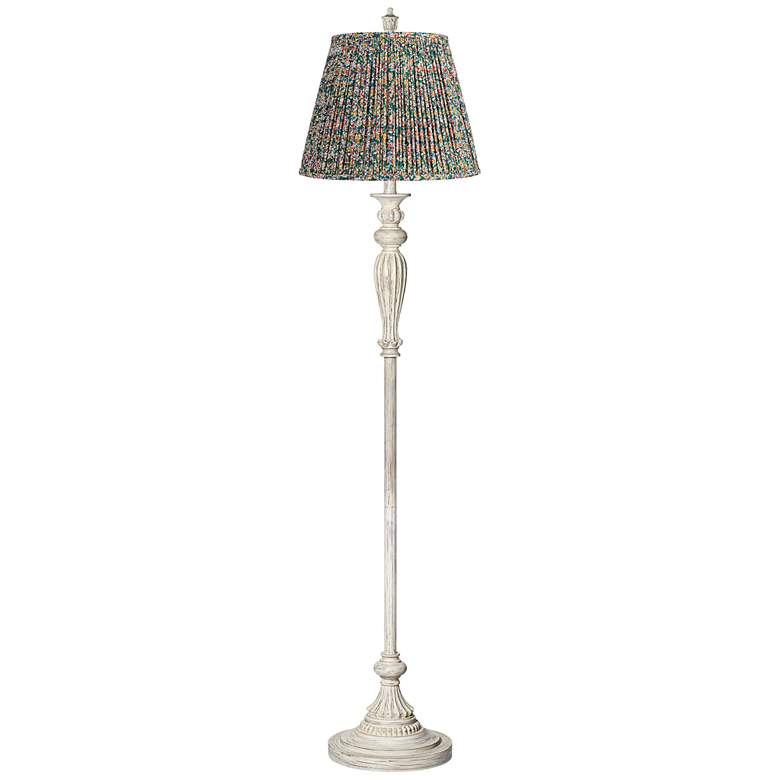 Image 1 Colonnade 60"H Antique White Floor Lamp with Misha Green Shade