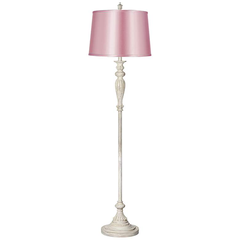 Image 1 Colonnade 60"H Antique White Floor Lamp with Pale Pink Shade