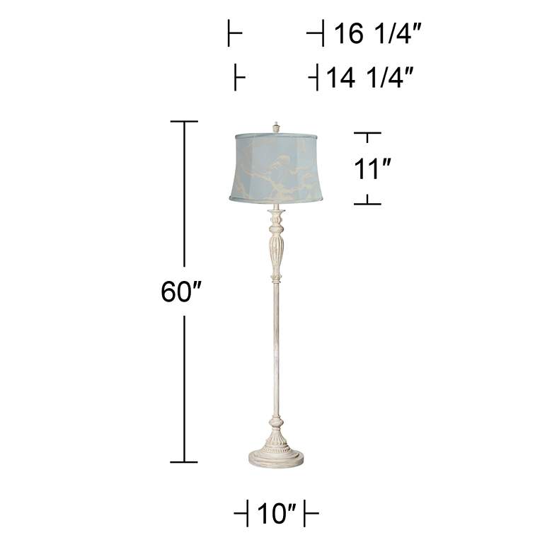 Image 6 Colonnade 60"H Antique White w/ Blue Swirl Shade Floor Lamp more views
