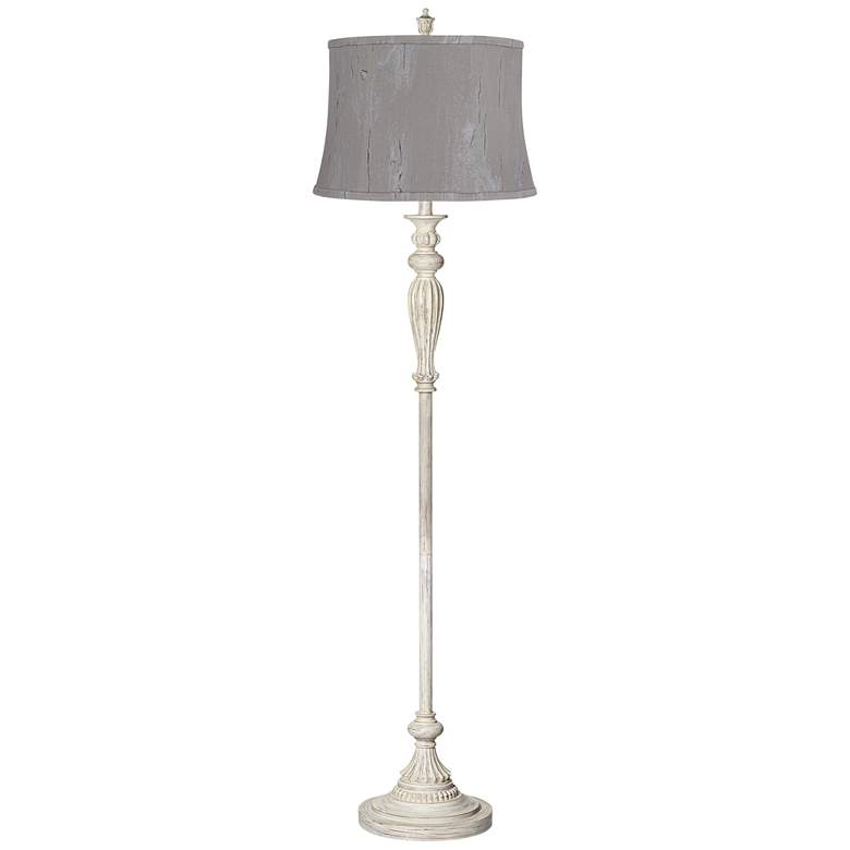Image 1 Colonnade 60"H Antique White w/ Treble Gray Shade Floor Lamp