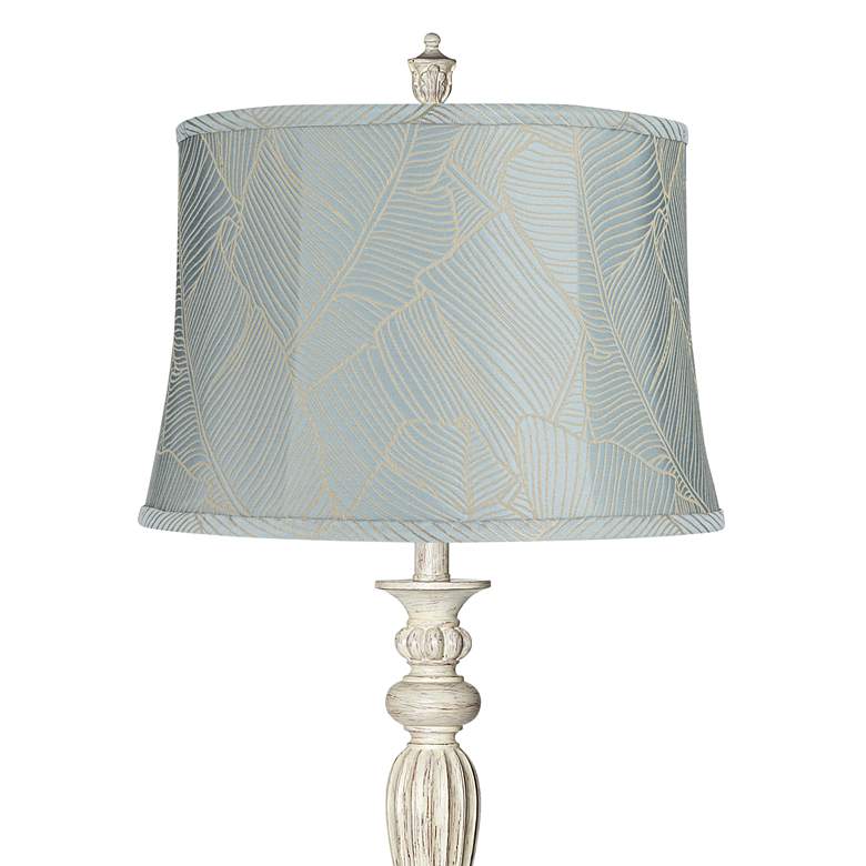 Image 2 Colonnade 60"H Antique White with Blue Leaf Shade Floor Lamp more views