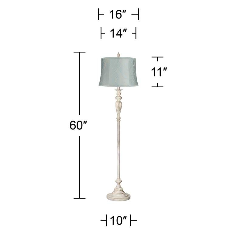 Image 6 Colonnade 60"H Antique White with Blue Leaf Shade Floor Lamp more views
