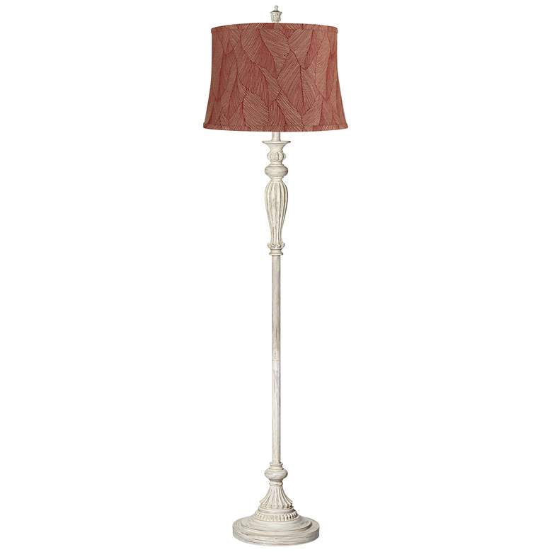 Image 1 Colonnade 60"H Antique White with Red Wine Shade Floor Lamp