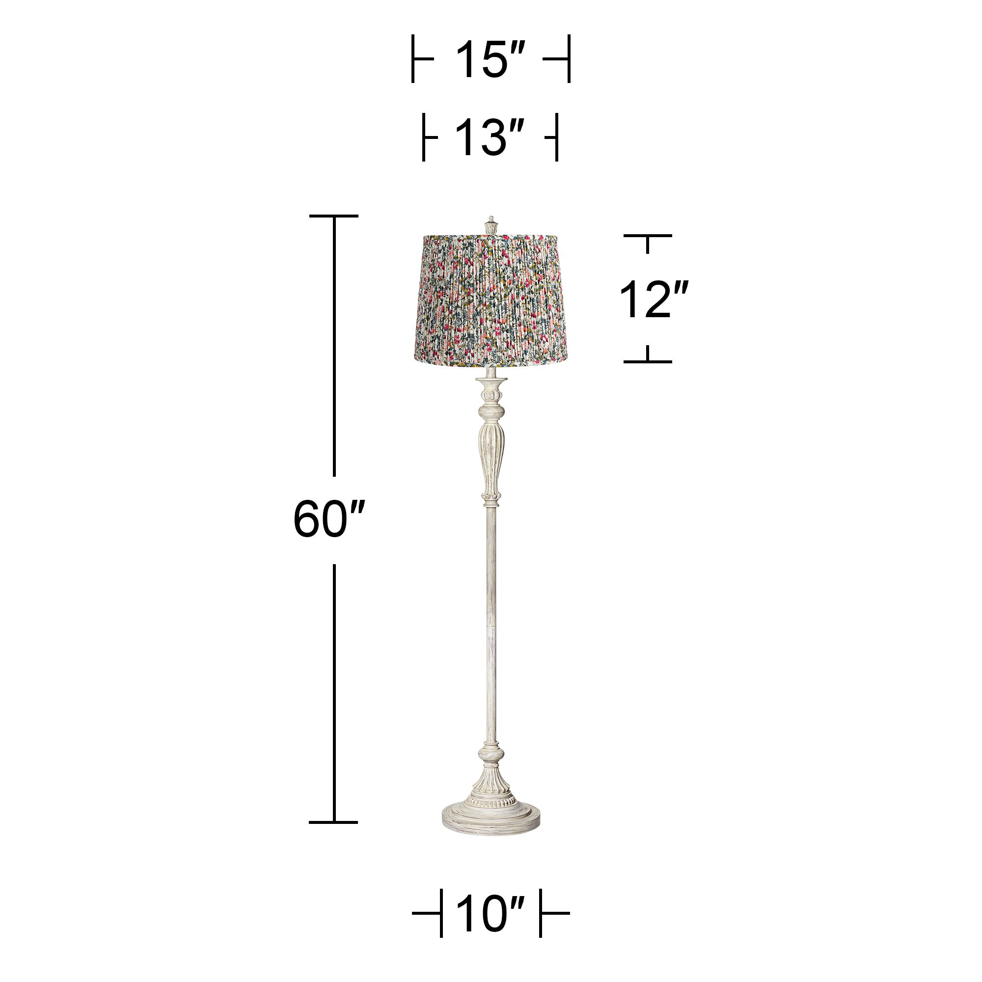 Image 6 Colonnade 60"H Distressed Antique White Floor Lamp with Meadow Shade more views