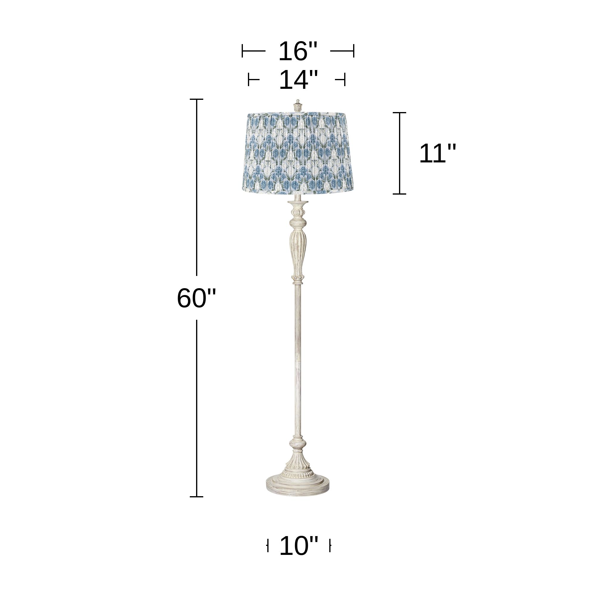 Image 6 Colonnade Antique White Floor Lamp with Cobalt Blue and Green Shade more views