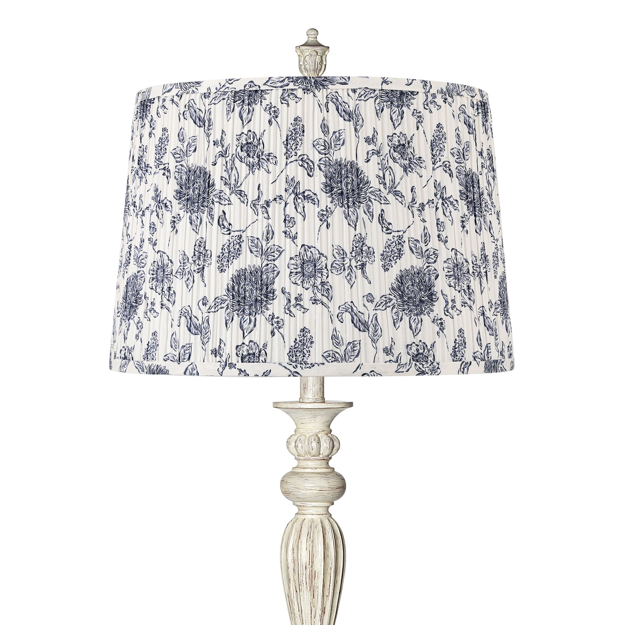 Image 2 Colonnade Antique White Floor Lamp with Cobalt Blue and White Shade more views