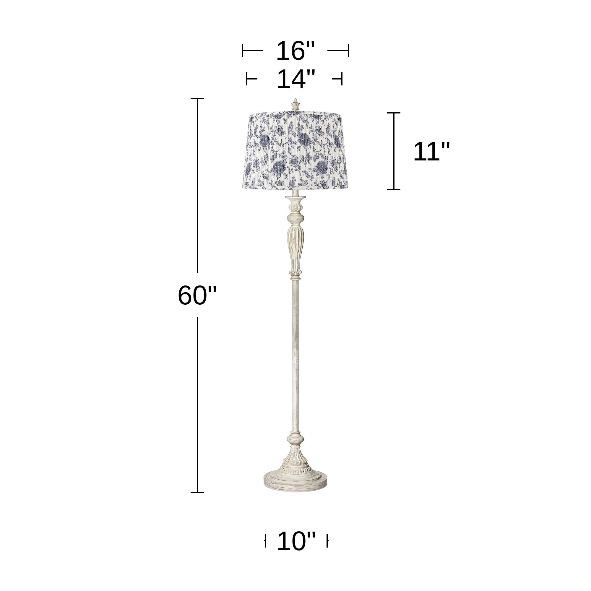 Image 6 Colonnade Antique White Floor Lamp with Cobalt Blue and White Shade more views