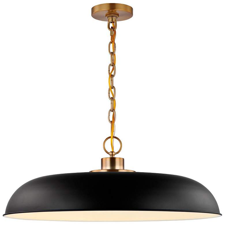 Image 4 Colony; 1 Light; Large Pendant; Matte Black with Burnished Brass more views