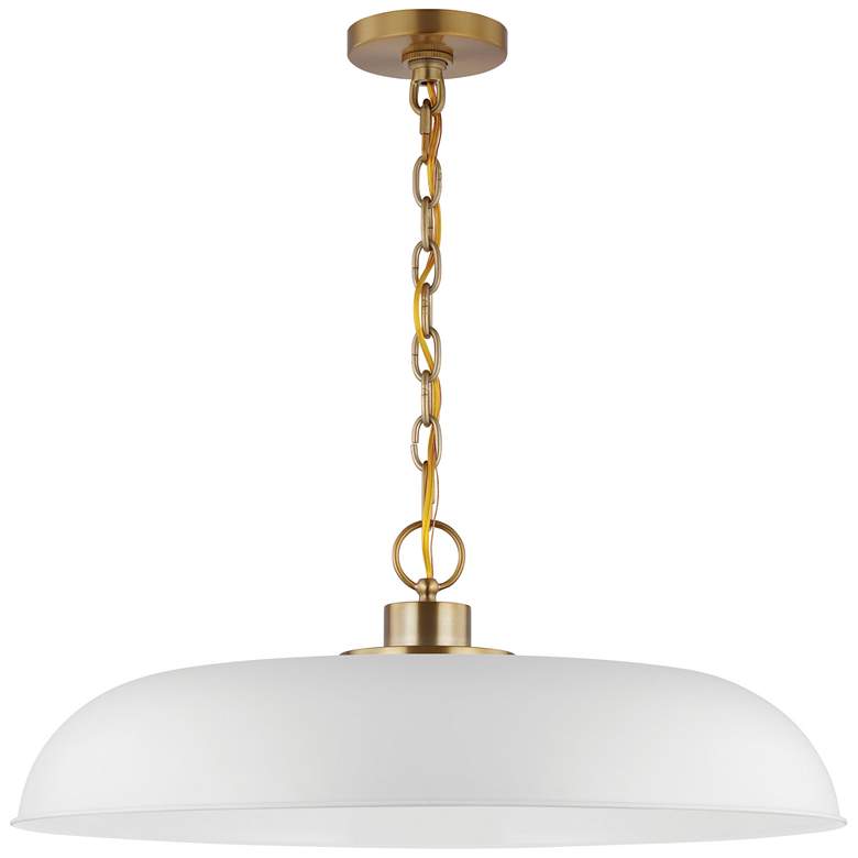 Image 1 Colony; 1 Light; Large Pendant; Matte White with Burnished Brass