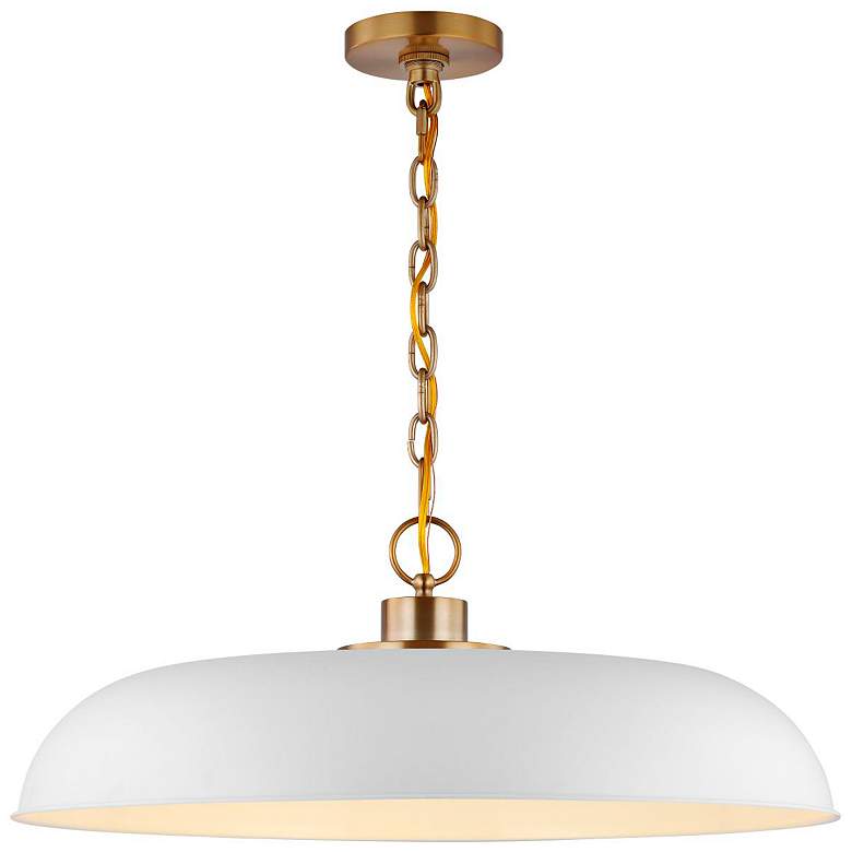 Image 5 Colony; 1 Light; Large Pendant; Matte White with Burnished Brass more views