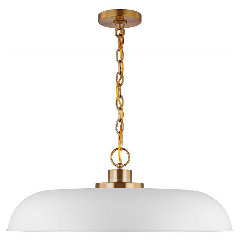 Image 6 Colony; 1 Light; Large Pendant; Matte White with Burnished Brass more views