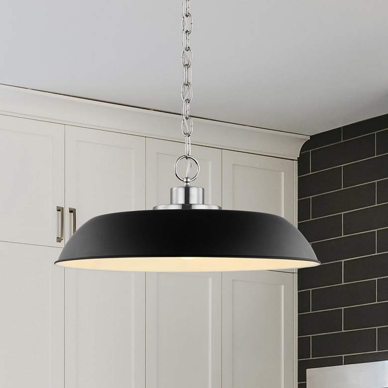 Image 1 Colony; 1 Light; Medium Pendant; Matte Black with Polished Nickel