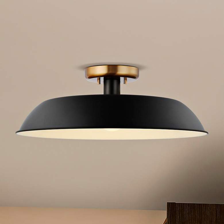 Image 1 Colony 1 Light Medium Semi-Flush Mount Fixture Matte Black