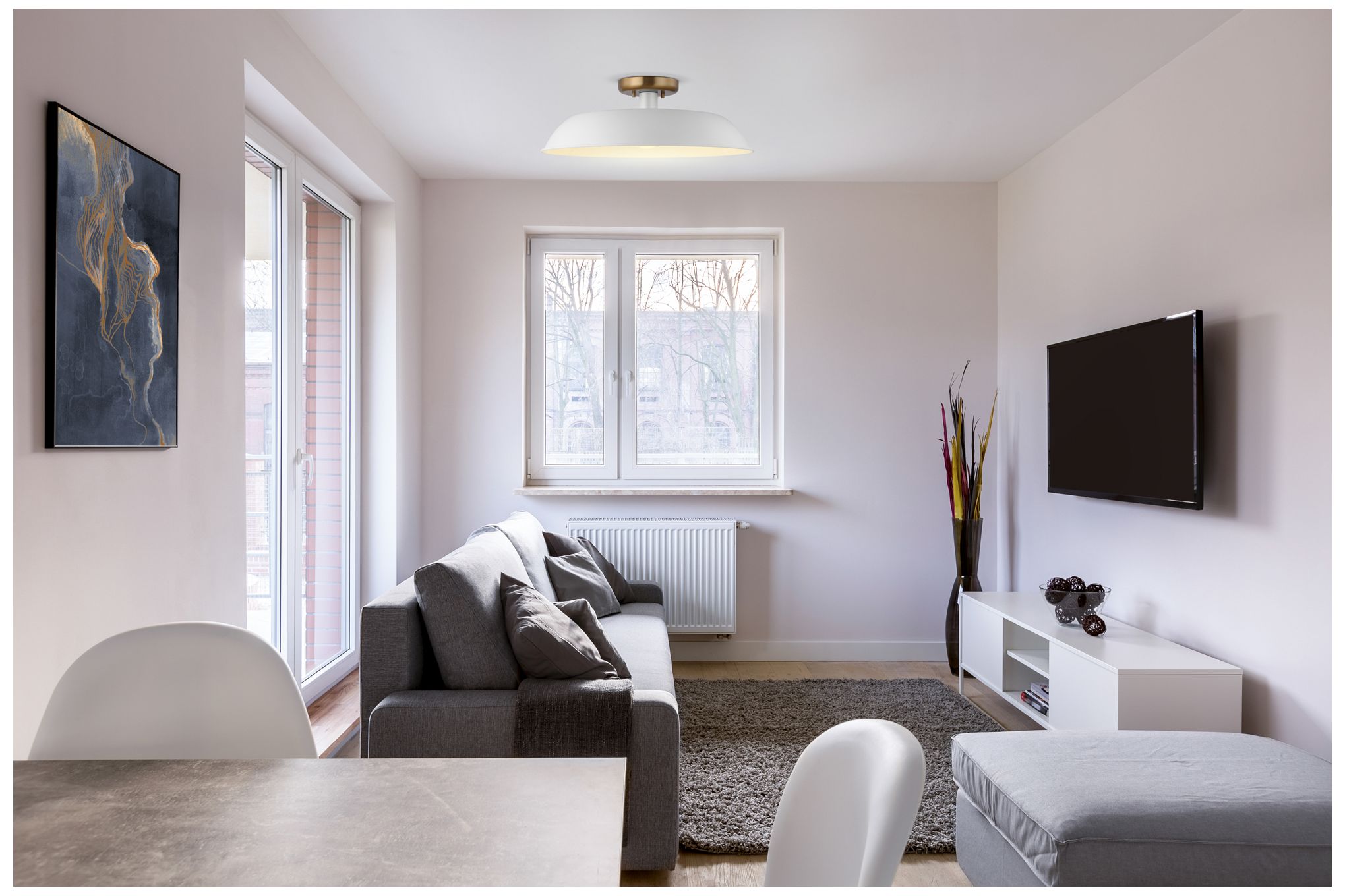 Image 5 Colony; 1 Light; Medium Semi-Flush Mount Fixture; Matte White more views