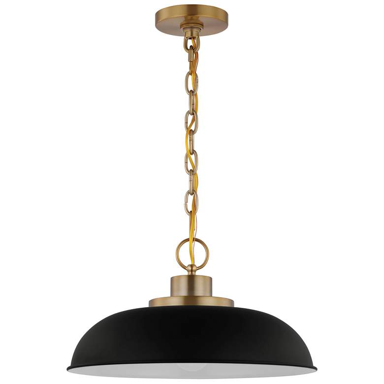 Image 1 Colony; 1 Light; Small Pendant; Matte Black with Burnished Brass