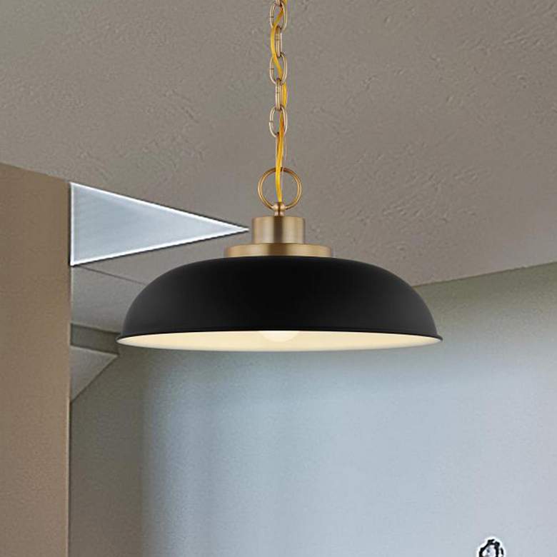 Image 1 Colony; 1 Light; Small Pendant; Matte Black with Burnished Brass