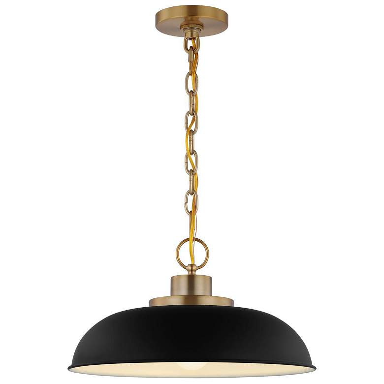 Image 3 Colony; 1 Light; Small Pendant; Matte Black with Burnished Brass more views