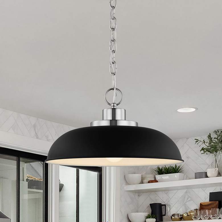 Image 1 Colony; 1 Light; Small Pendant; Matte Black with Polished Nickel