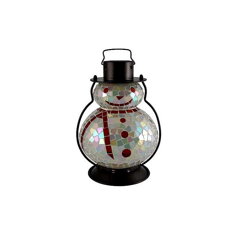 Image 1 Color Changing Mosaic 11 inch High LED Snowman Holiday Lantern