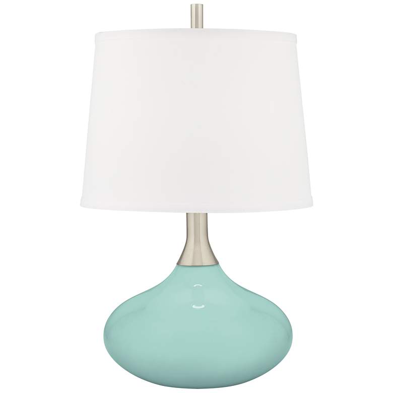 Image 2 Color Plus 24 inch Felix Cay Blue Modern Table Lamp with USB Dimmer