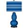 Color Plus 29 1/2" Double Gourd Bold Stripe  Hyper Blue Table Lamp