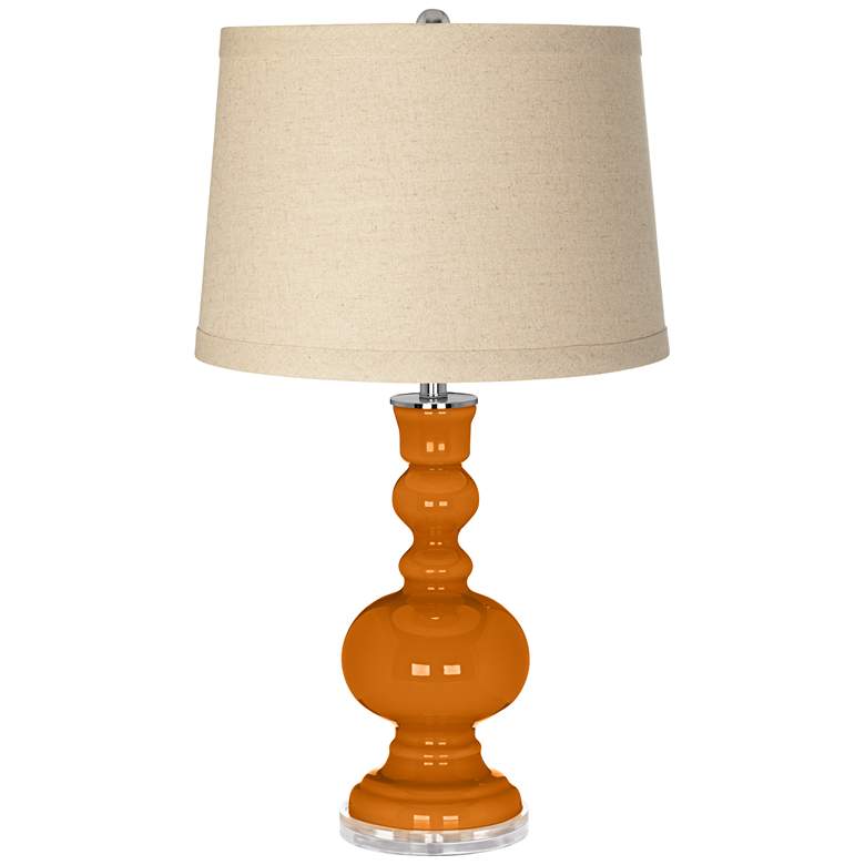 Image 1 Color Plus 30" Apothecary Cinnamon Spice Burlap Drum Shade Table Lamp
