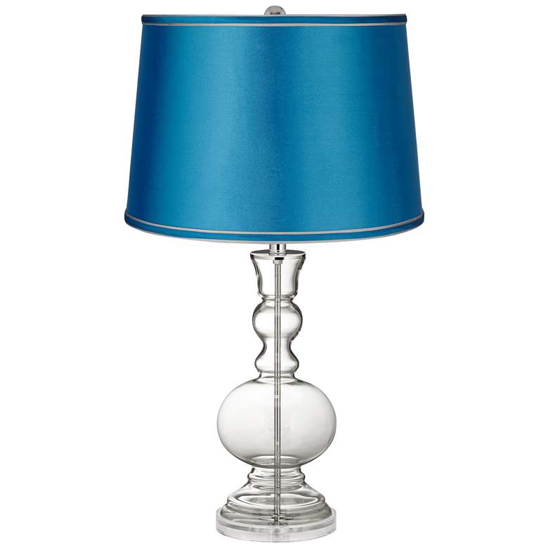 Image 1 Color Plus 30" Satin Turquoise and Glass Fillable Apothecary Lamp