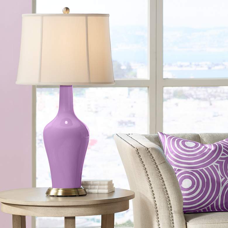 Image 1 Color Plus Anya 32 1/4" High African Violet Purple Glass Table Lamp