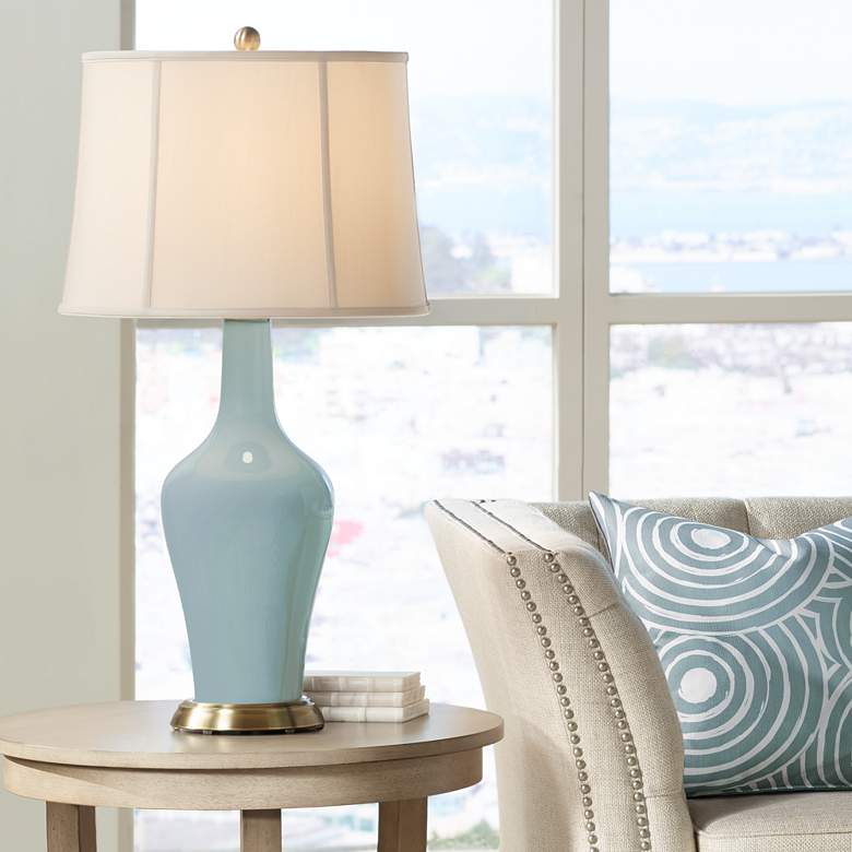 Image 1 Color Plus Anya 32 1/4" High Aqua-Sphere Blue Glass Table Lamp