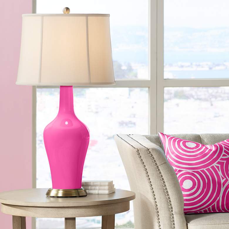 Color Plus Anya 32 1/4&quot; High Blossom Pink Glass Table Lamp
