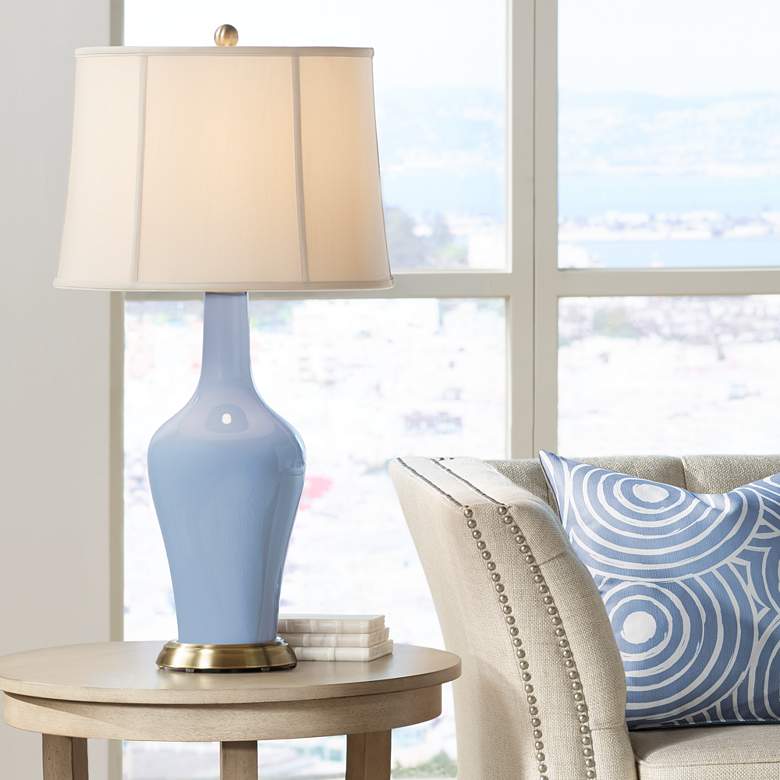 Image 1 Color Plus Anya 32 1/4" High Blue Sky Glass Table Lamp