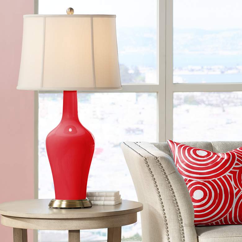Image 1 Color Plus Anya 32 1/4" High Bright Red Glass Table Lamp