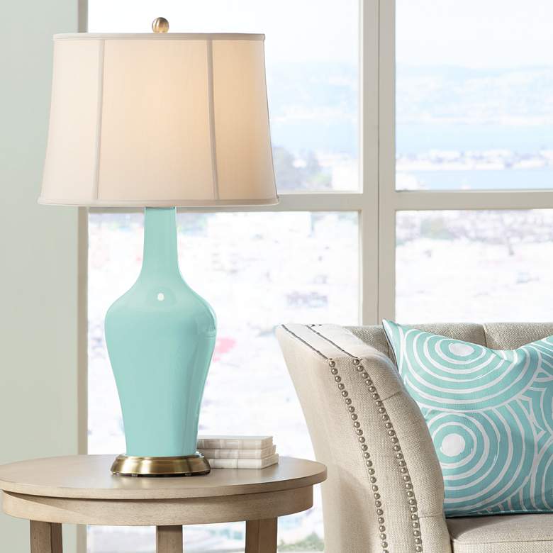 Image 1 Color Plus Anya 32 1/4" High Cay Blue Glass Table Lamp