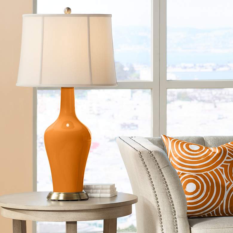 Image 1 Color Plus Anya 32 1/4" High Cinnamon Spice Orange Glass Table Lamp