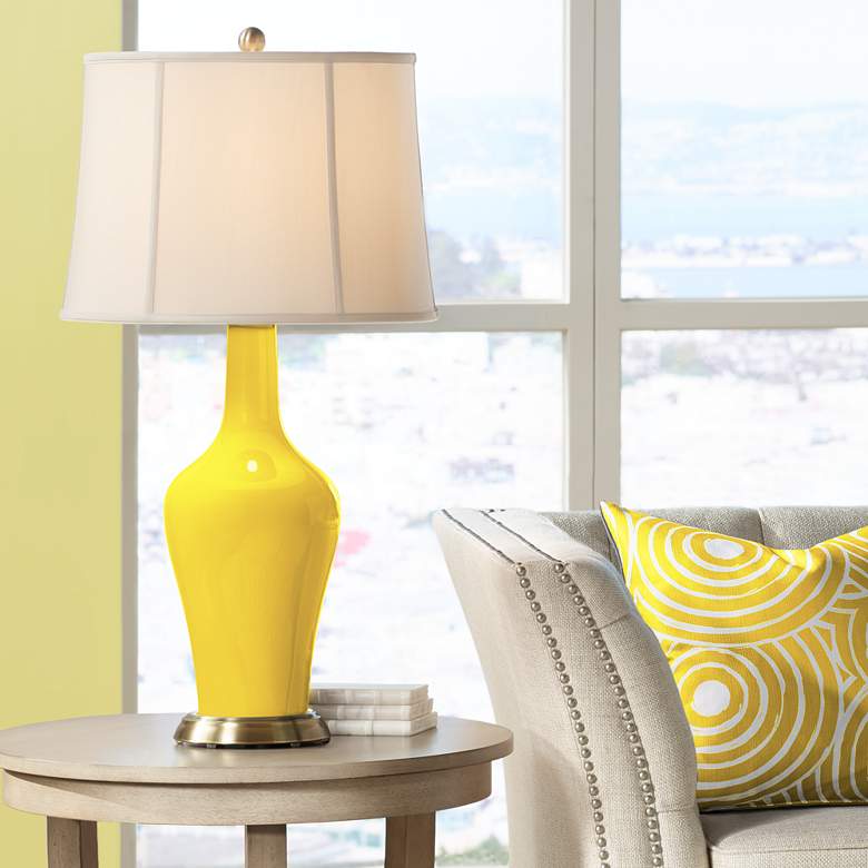 Image 1 Color Plus Anya 32 1/4 inch High Citrus Yellow Glass Table Lamp