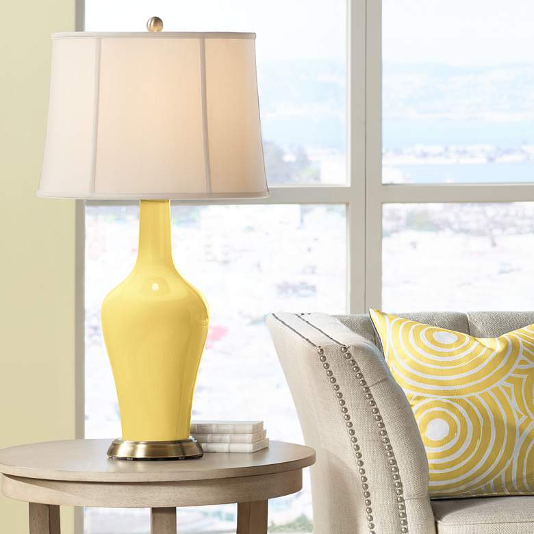 Image 1 Color Plus Anya 32 1/4" High Daffodil Yellow Glass Table Lamp