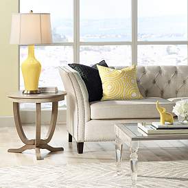 Image3 of Color Plus Anya 32 1/4" High Daffodil Yellow Glass Table Lamp more views