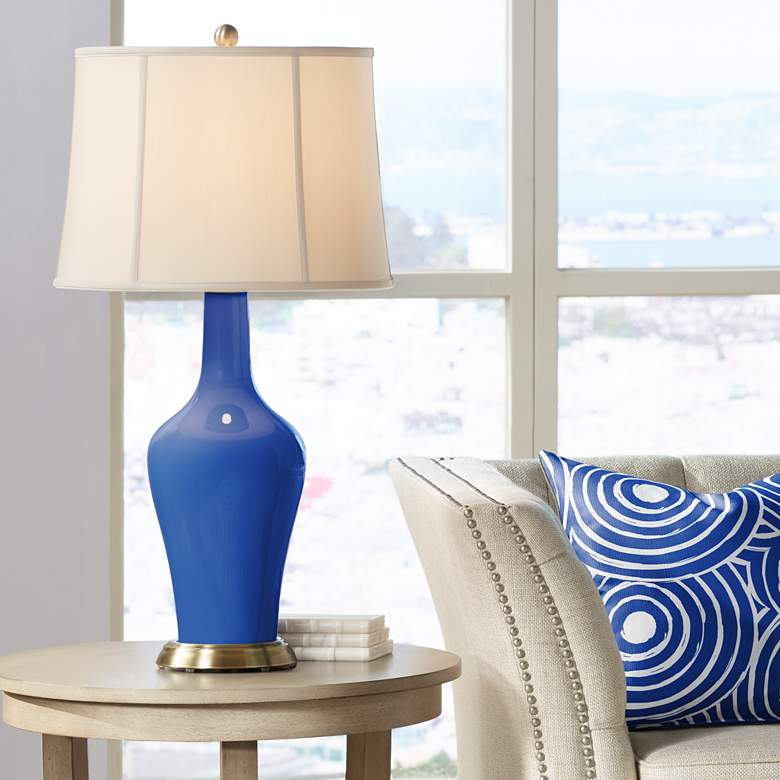 Image 1 Color Plus Anya 32 1/4" High Dazzling Blue Glass Table Lamp