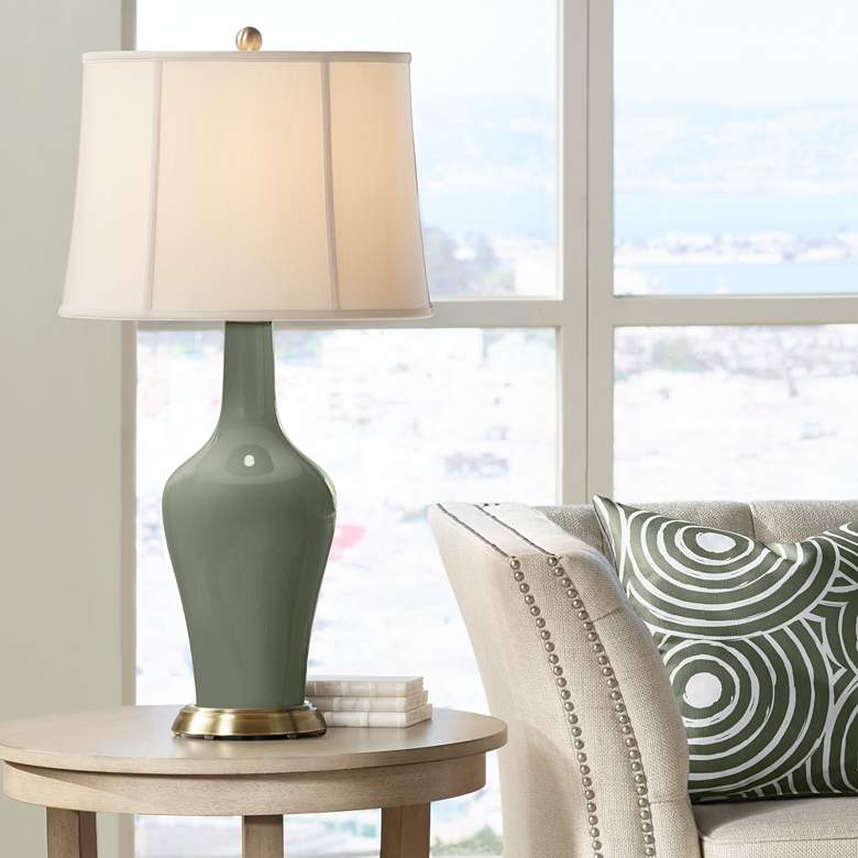 Image 1 Color Plus Anya 32 1/4" High Deep Lichen Green Glass Table Lamp