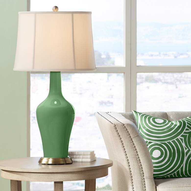 Image 1 Color Plus Anya 32 1/4" High Garden Grove Green Glass Table Lamp
